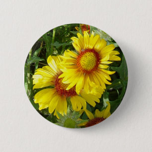Badge Rond 5 Cm F6 Fleurs sauvages jaunes Gaillardia