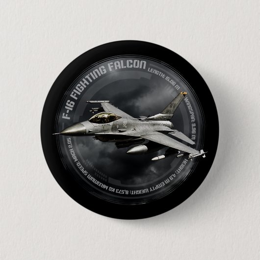 Badge Rond 5 Cm F-16 Faucon combattant (Devant)