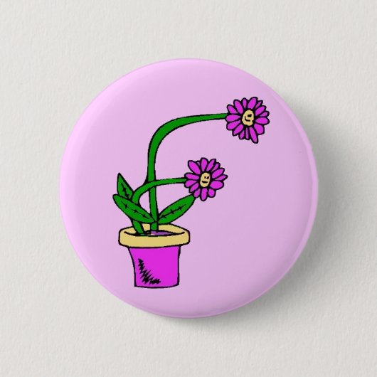 Badge Rond 5 Cm F- Monogramme Fleur Bouton (Devant)