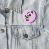 Badge Rond 5 Cm F- Monogramme Fleur Bouton (En situation)
