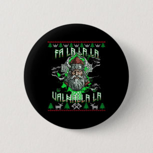 Badge Rond 5 Cm Fa La 8 Valhalla Santa Hat Viking Crâne Noël