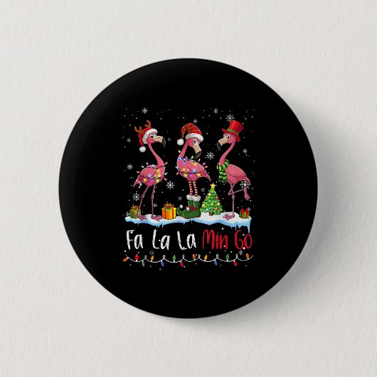 Badge Rond 5 Cm Fa La La La Mingo Flamingo Christmas Lover (Devant)