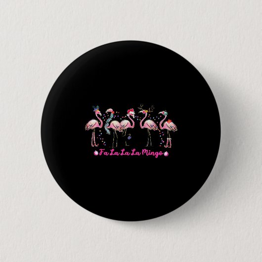 Badge Rond 5 Cm Fa La La Mingo Flamingo Christmas Tree Lights Troc (Devant)