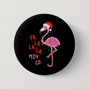 Badge Rond 5 Cm Fa La Mingo Flamant rose Noël Noël Noël Noël Tropi