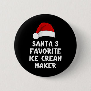 Badge Rond 5 Cm Fabricant de glace préféré du Père Noël de Noël Dr