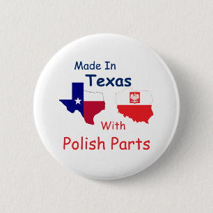 Badge Rond 5 Cm Fabriqué au Texas avec des pièces polonaises