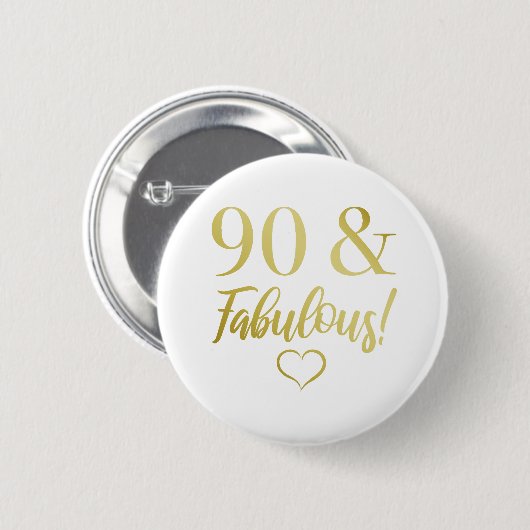 Badge Rond 5 Cm Fabuleux 90e anniversaire (or) (Devant & derrière)