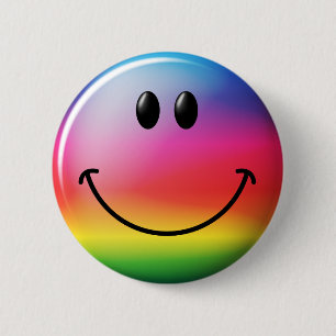 Badge Rond 5 Cm Face arc-en-ciel