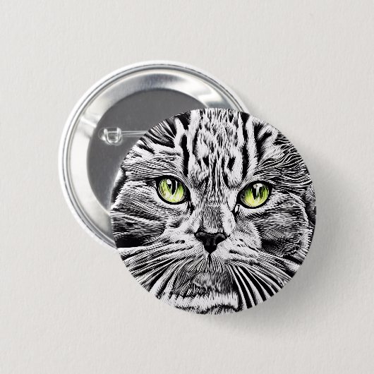 Badge Rond 5 Cm Face de chat (Devant & derrière)