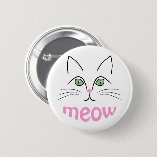 Badge Rond 5 Cm Face de chat (Devant & derrière)