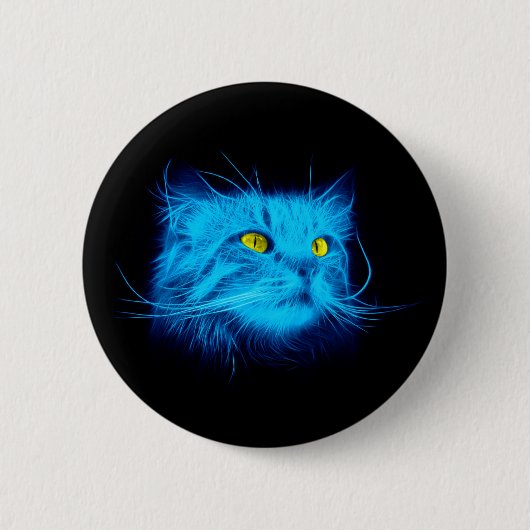 Badge Rond 5 Cm Face de chat bleu (Devant)