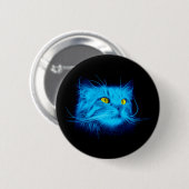 Badge Rond 5 Cm Face de chat bleu (Devant & derrière)