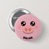 Badge Rond 5 Cm Face de porc mignonne (Devant & derrière)