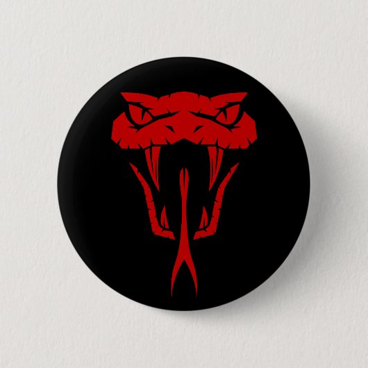 Badge Rond 5 Cm Face de serpent rouge effrayant - Noir (Devant)