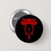Badge Rond 5 Cm Face de serpent rouge effrayant - Noir (Devant & derrière)