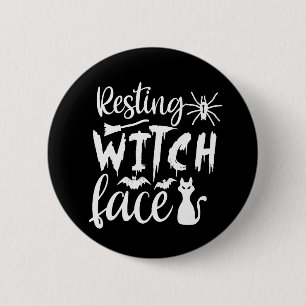 Badge Rond 5 Cm face de sorcière au repos