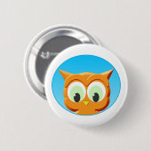 Badge Rond 5 Cm Face D'Une Petite Chouette (Devant & derrière)