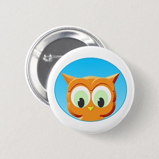 Badge Rond 5 Cm Face D'Une Petite Chouette (Devant & derrière)