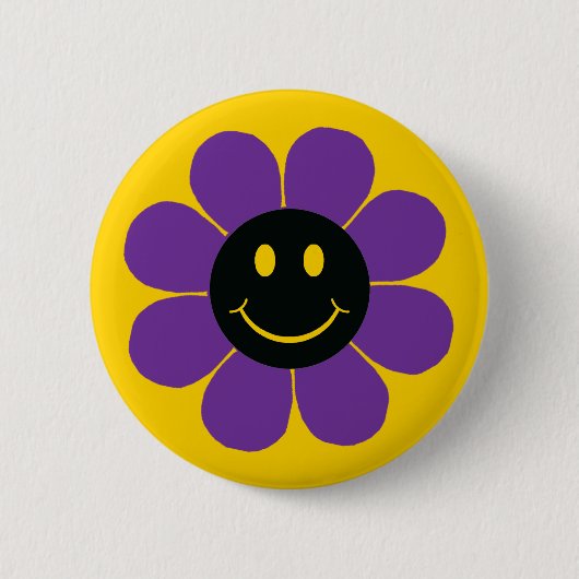Badge Rond 5 Cm Face joyeuse de la puissance des fleurs (Devant)