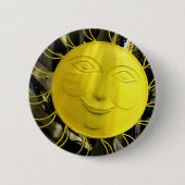 Badge Rond 5 Cm Face Soleil Jaune Lumineux Souriant (Devant)