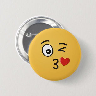 Badge Rond 5 Cm Face Throwing a Kiss