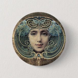 Badge Rond 5 Cm Fächer auf goldenem Grund par Louis Welden Hawkin