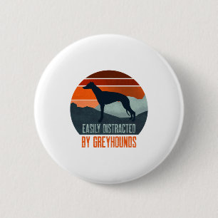 Badge Rond 5 Cm Facilement Distrait Par Greyhounds Dog Walking