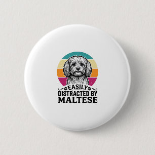 Badge Rond 5 Cm Facilement Distrait Par La Conception De Chien Vin