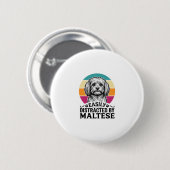 Badge Rond 5 Cm Facilement Distrait Par La Conception De Chien Vin (Devant & derrière)