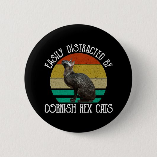 Badge Rond 5 Cm Facilement Distrait Par Les Chats Cornish Rex (Devant)