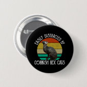 Badge Rond 5 Cm Facilement Distrait Par Les Chats Cornish Rex (Devant & derrière)