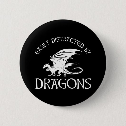 Badge Rond 5 Cm Facilement Distrait Par Les Dragons (Devant)