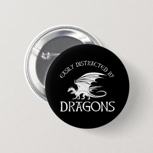 Badge Rond 5 Cm Facilement Distrait Par Les Dragons (Devant & derrière)