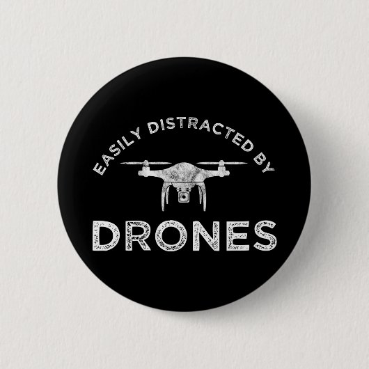 Badge Rond 5 Cm Facilement Distrait Par Les Drones (Devant)