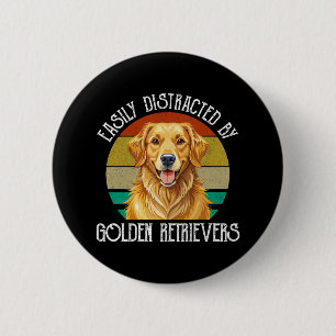 Badge Rond 5 Cm Facilement Distrait Par Les Golden Retrievers