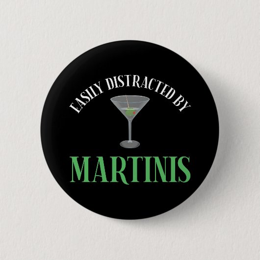 Badge Rond 5 Cm Facilement Distrait Par Les Martinis (Devant)