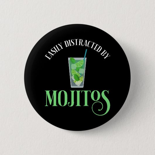 Badge Rond 5 Cm Facilement Distrait Par Les Mojitos (Devant)