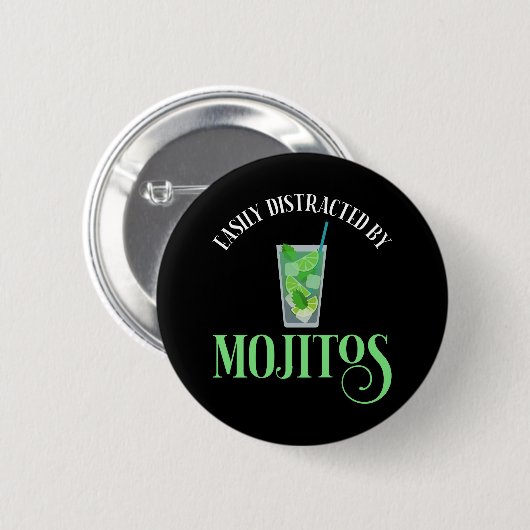 Badge Rond 5 Cm Facilement Distrait Par Les Mojitos (Devant & derrière)