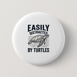 Badge Rond 5 Cm Facilement Distrait Par Les Tortues Design De T-Sh