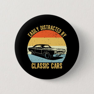 Badge Rond 5 Cm Facilement distrait par les voitures classiques