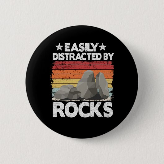 Badge Rond 5 Cm Facilement Distrait Par Rocks Collector Minéral Ré (Devant)
