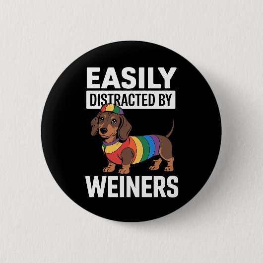 Badge Rond 5 Cm Facilement Distrait Par Weiners LGBTQ Rainbow Gay (Devant)