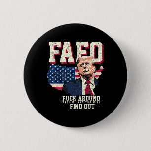 Badge Rond 5 Cm Fafo Trump États-Unis Carte Drapeau Américain