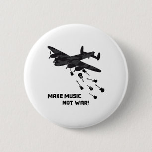 Badge Rond 5 Cm Faire de la musique pas guerre avion guitare amour