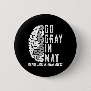 Badge Rond 5 Cm Faire Gris Ruban En Mai Cerveau Cancer Tumeur Sens