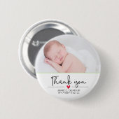 Badge Rond 5 Cm Faire-part bébé, Merci, Script (Devant & derrière)
