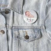 Badge Rond 5 Cm Faire-part bébé, Merci, Script (En situation)