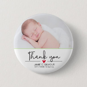Badge Rond 5 Cm Faire-part bébé, Merci, Script