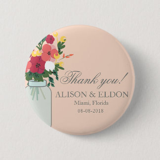 Badge Rond 5 Cm Faire-part de mariage de pot de maçon - abricot en