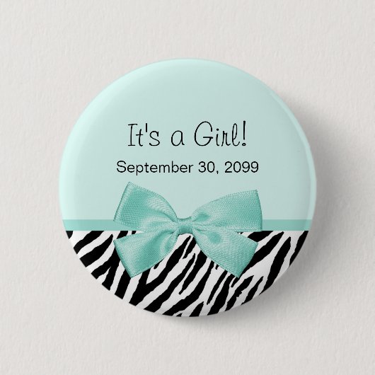 Badge Rond 5 Cm Faire-part de naissance Girly de zèbre de ruban (Devant)